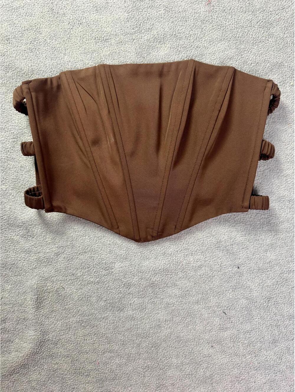 Princess Polly brown corset belt zip waist cincher y2k goth‎ clubwear xs
